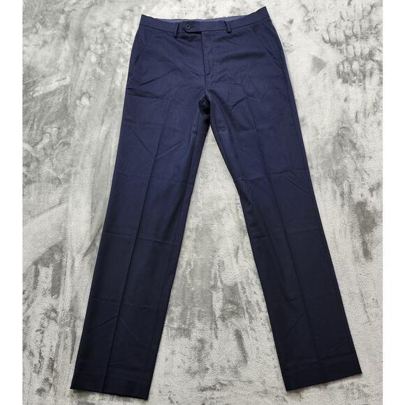Alfani Other - Alfani Pants Mens 32W 34L Blue Slim Fit Stretch Solid Suit Flat Front Straight